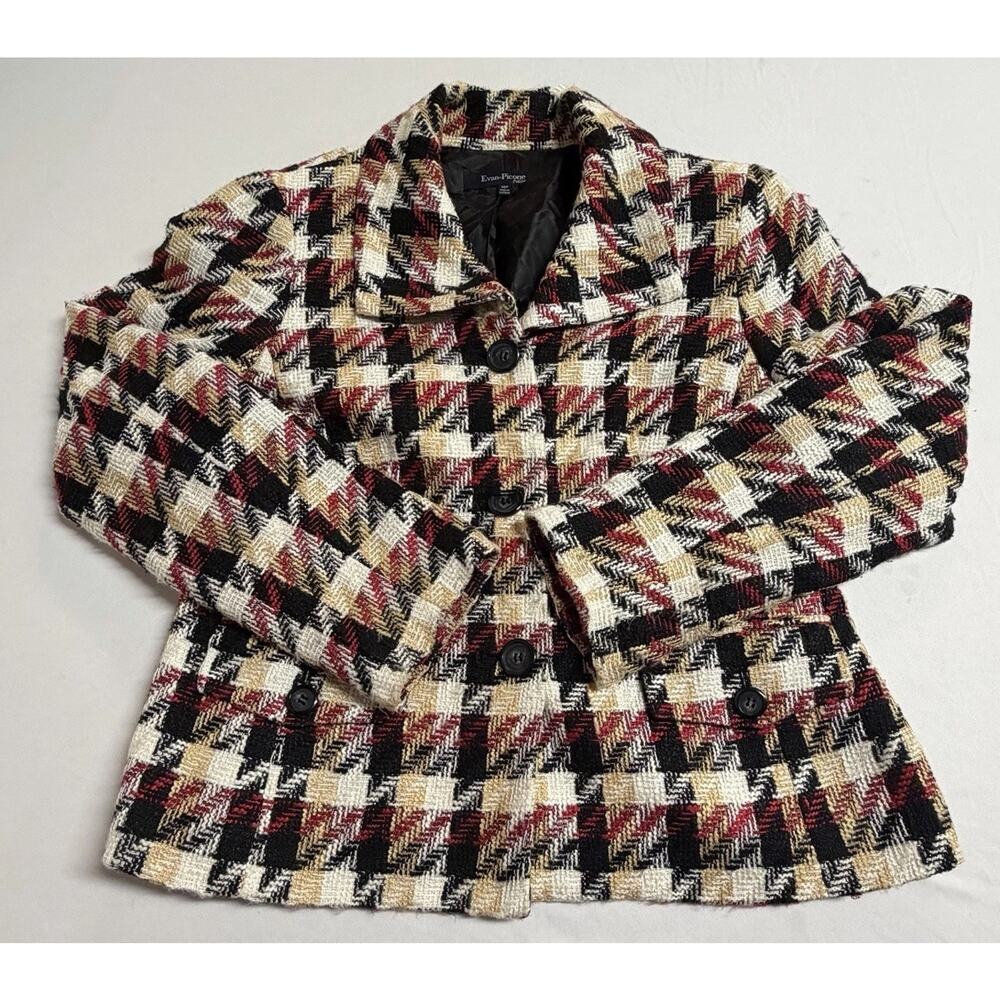 Evan-Picone Petite Blazer Size 10P Tweed Plaid Classic Preppy Career Jacket